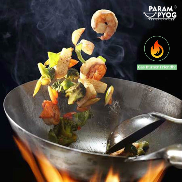 Param Upyog Stainless Steel Chinese Wok/Kadhai 13'