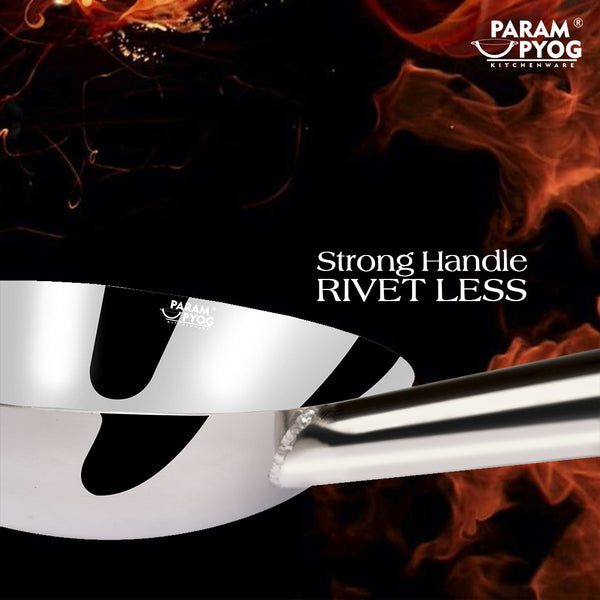 Param Upyog Stainless Steel Chinese Wok/Kadhai 11'