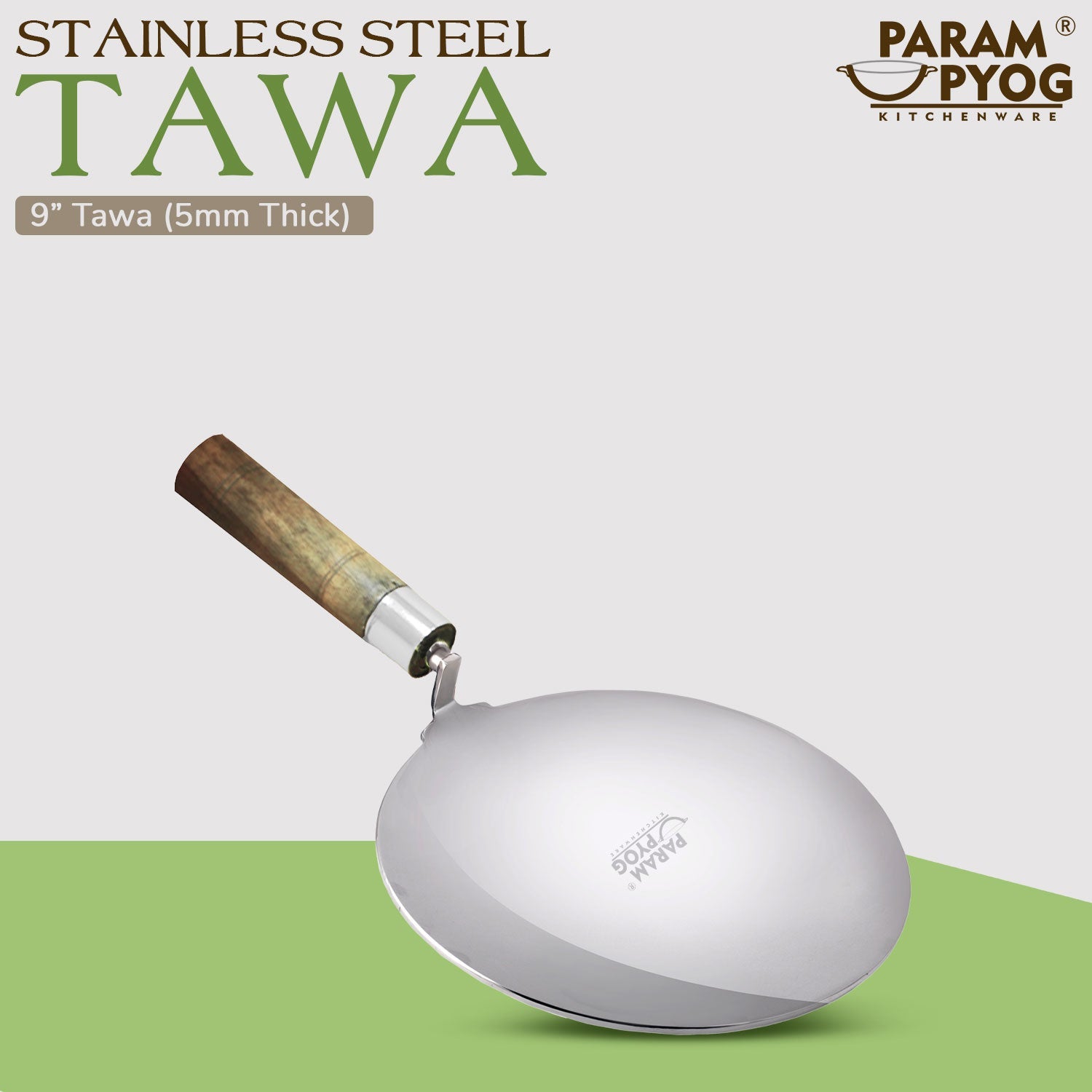 Param Upyog Stainless Steel Heavy Tawa 9' - 5mm Thick