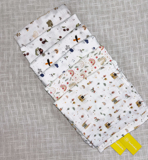 Muslin Cotton Baby Swaddles in 2 layered( 110*110 cms)