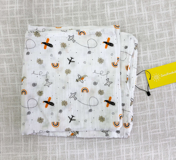 Muslin Cotton Baby Swaddles in 2 layered( 110*110 cms)