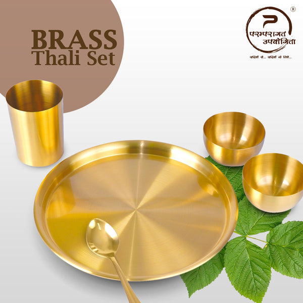 Paramparagat Upyogita Swarna Devyani 11' Brass Single Thali Set