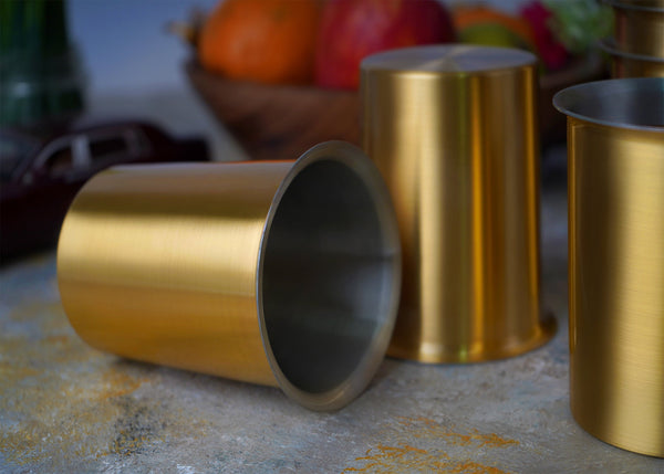 Paramparagat Upyogita Devam Maharani Brass Glass Set with Tin Coating (Kalai)