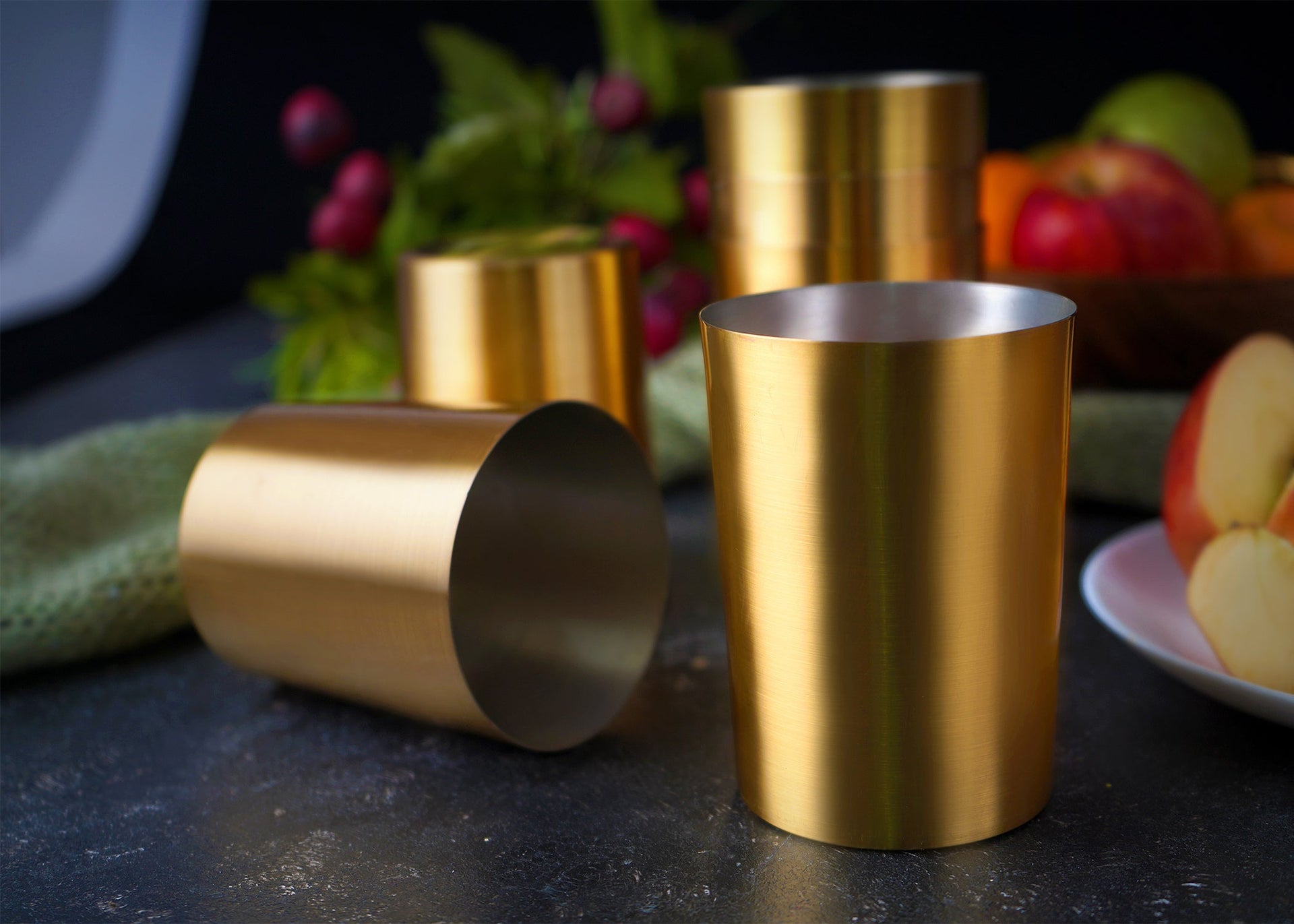 Paramparagat Upyogita Devam Devyani Brass Glass Set with Tin Coating (Kalai)