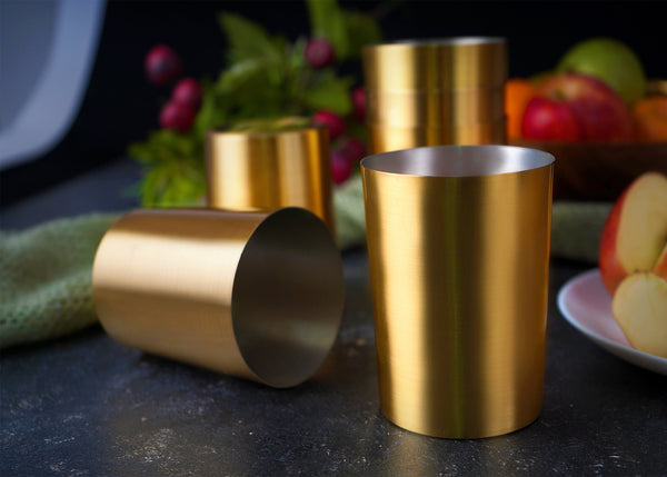 Paramparagat Upyogita Devam Devyani Brass Glass Set with Tin Coating (Kalai)