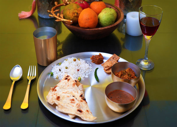 Paramparagat Upyogita Devam Devyani Brass 13' Dinner Set with Tin Coating (Kalai)