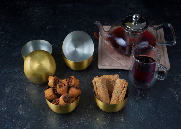 Paramparagat Upyogita Devam Devyani Brass Bowl/Katori Set with Tin Coating (Kalai)