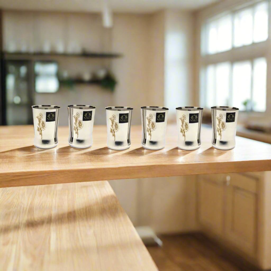 Stainless Steel Floral Laser-Printed Glass