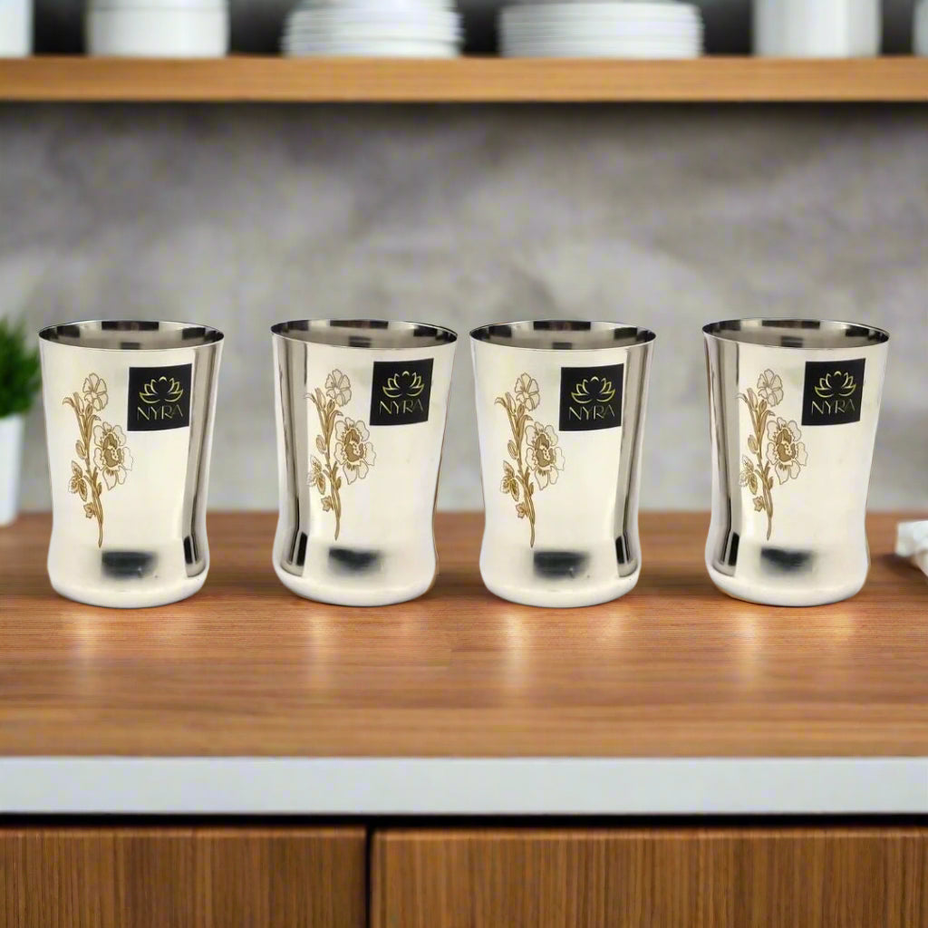 Stainless Steel Floral Laser-Printed Glass