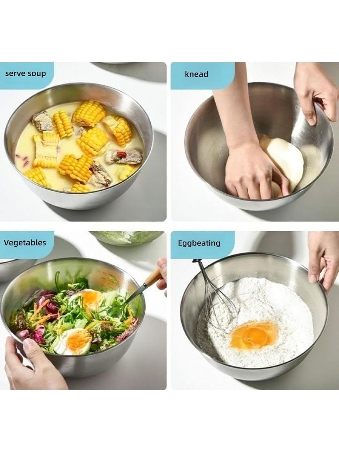 Different uses of Stainless Steel Round Mixing & Serving Bowl