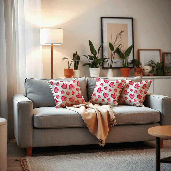 Watercolor Hearts Cushion Cover for Valentine - Set of 5