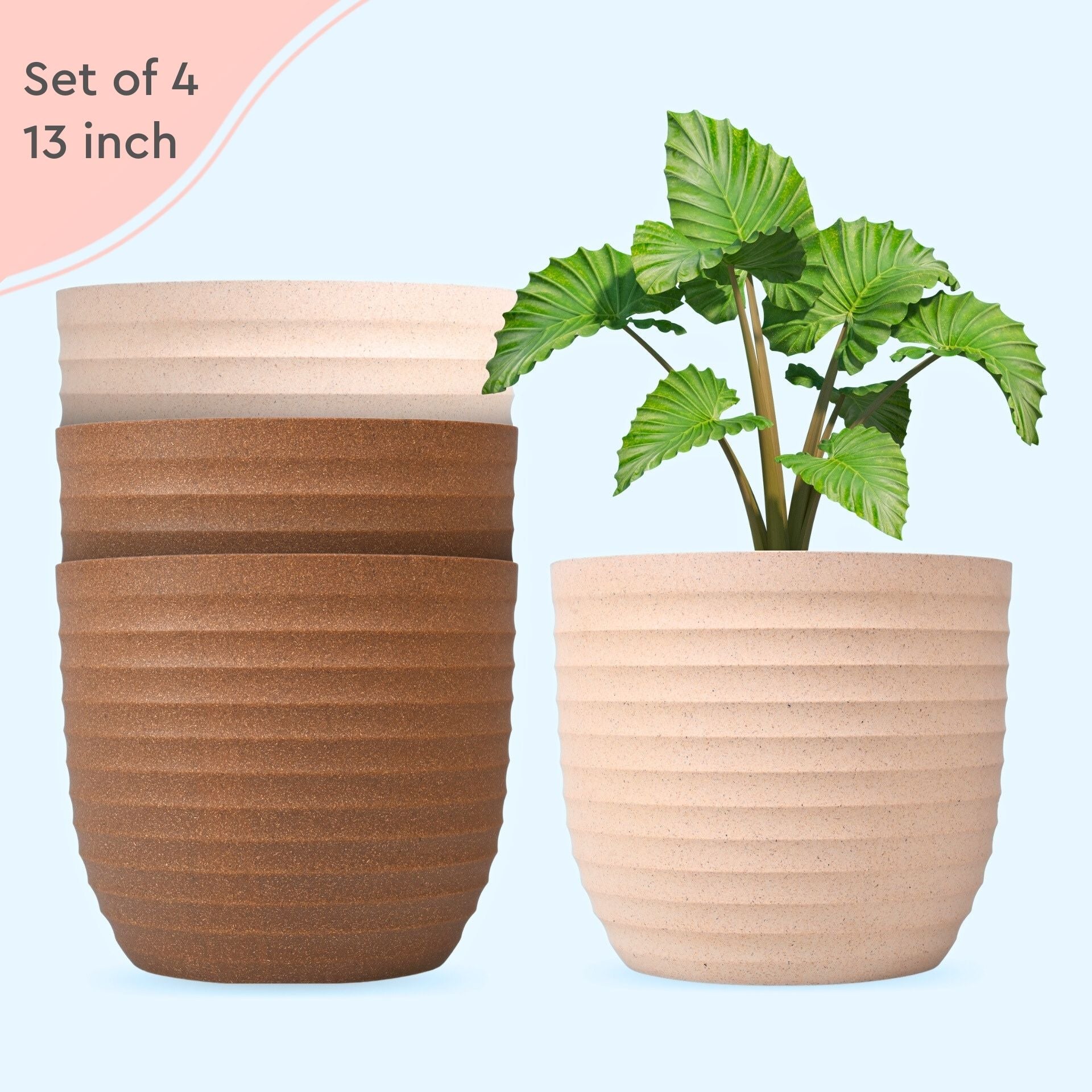 Earth-Friendly Planters Verona 13 Inch set of 4 | Wheeled Planters