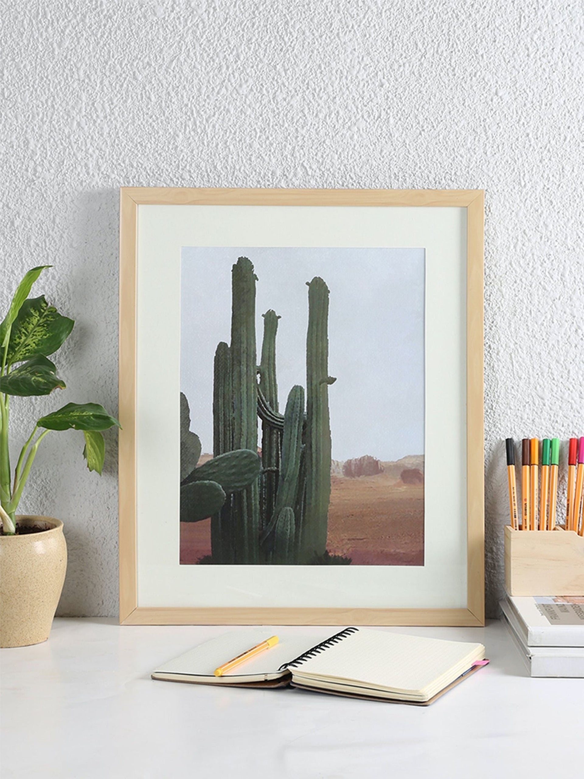 Saguaro Cactus Wall Art Green