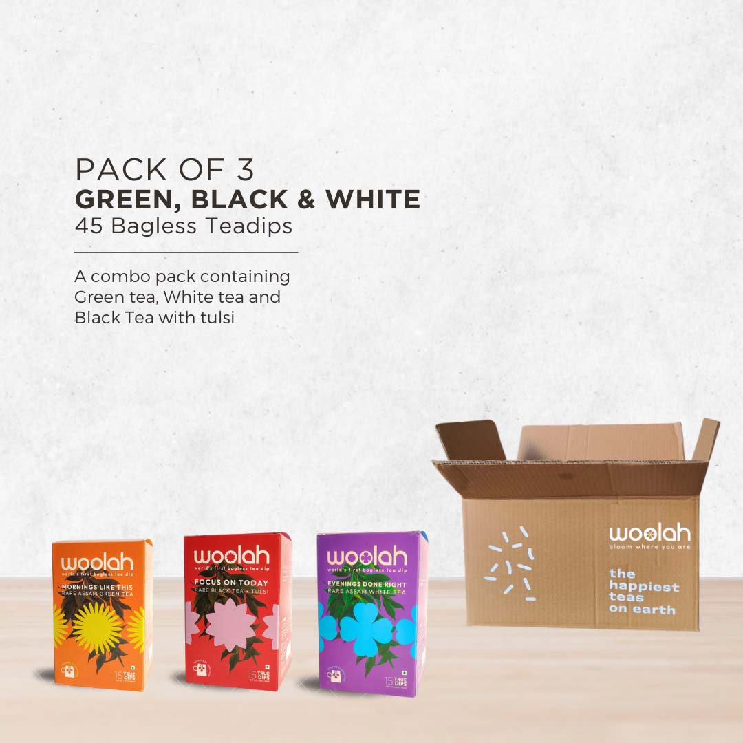 PACK OF 3- THE VARIANT COMBO: GREEN, WHITE & TULSI BLACK