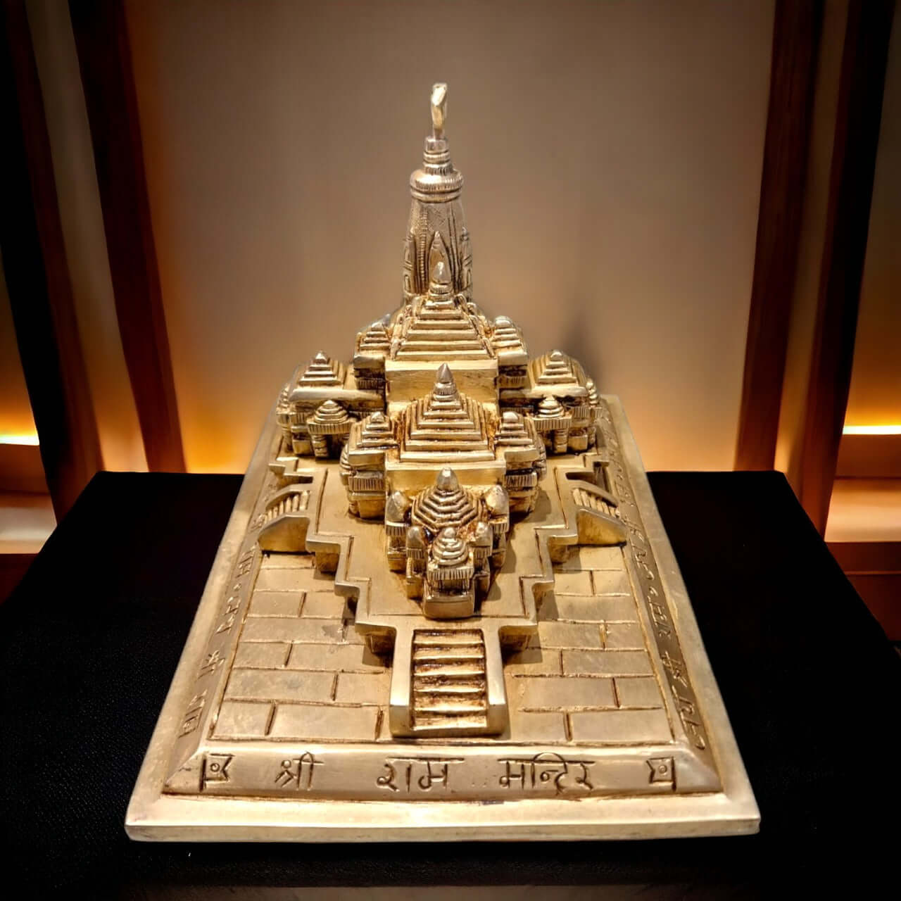 Brass Shri Ram Mandir Ayodhya Miniature for Home Decor Puja Mandir Decor Showpiece Gift Item (Weight - 2.6 Kgs)