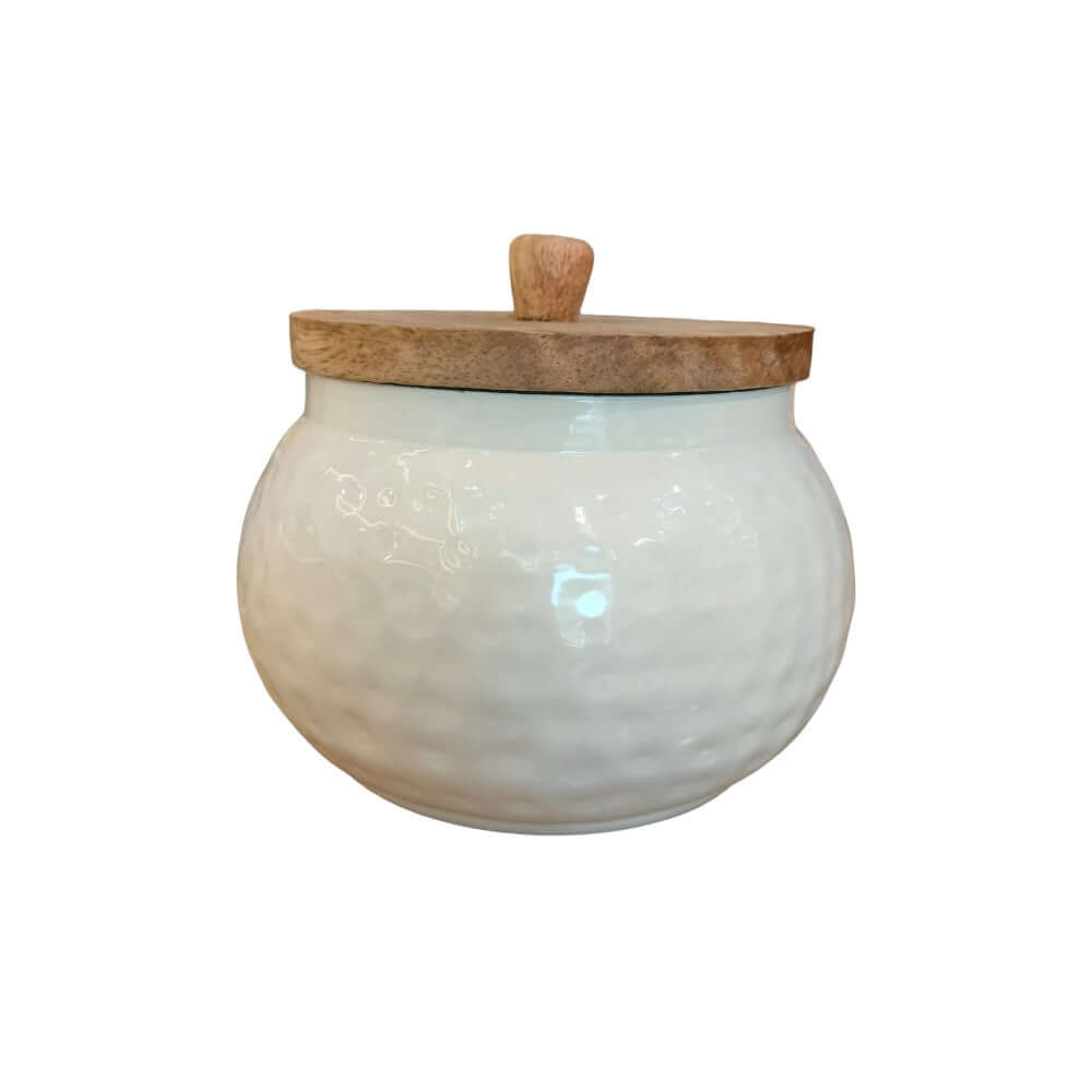 Modern Hammered Metal Jar Set with Wooden lid- Gift Bowl Set/Home Decor