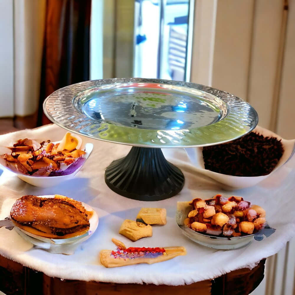 Cake Stand Single Tier – 13 inch Black Chrome Finish