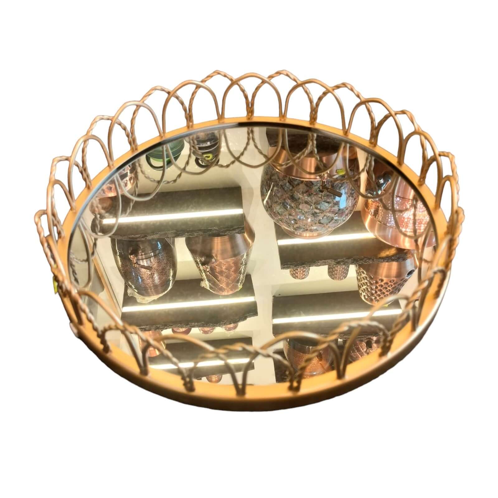Maharaja Gold Mirror Tray (12 x3 Inch)