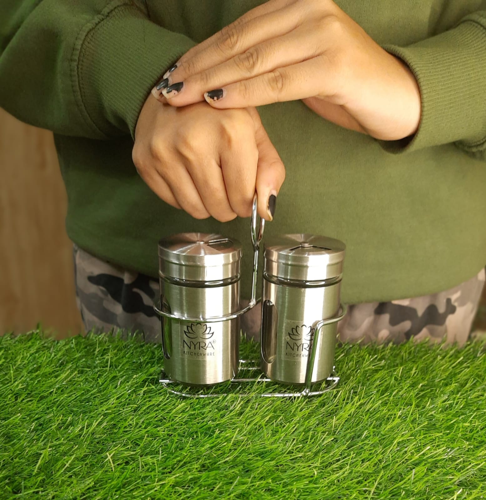 Stainless Steel and Glass Salt & Pepper Sprinkler