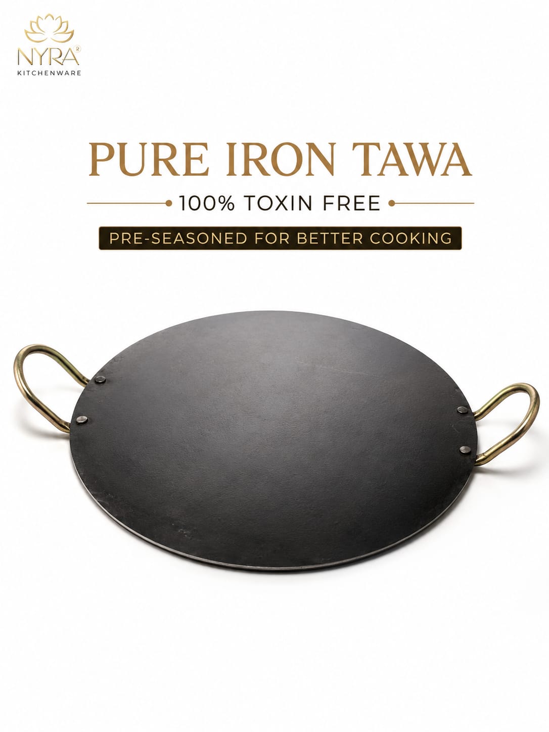 Pure Iron Tawa for Dosa/Chapati | Induction Friendly | No Chemical Coating | Toxin-Free