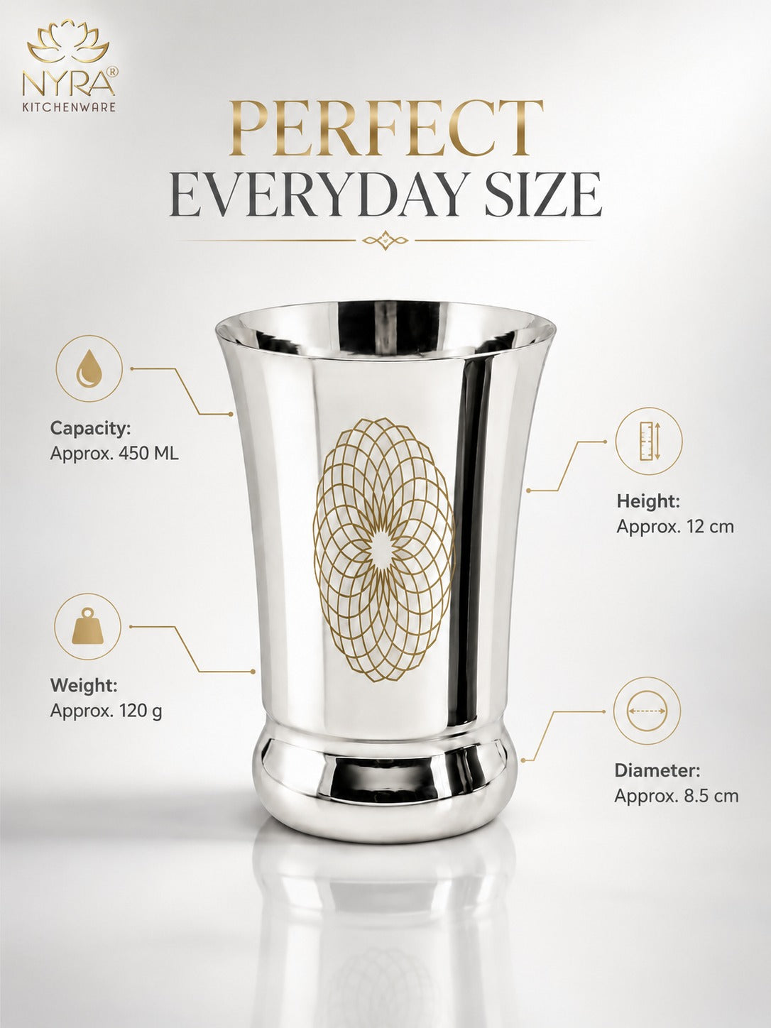 Stainless Steel Heavy Gauge Glass/Tumbler with Permanent Laser Design