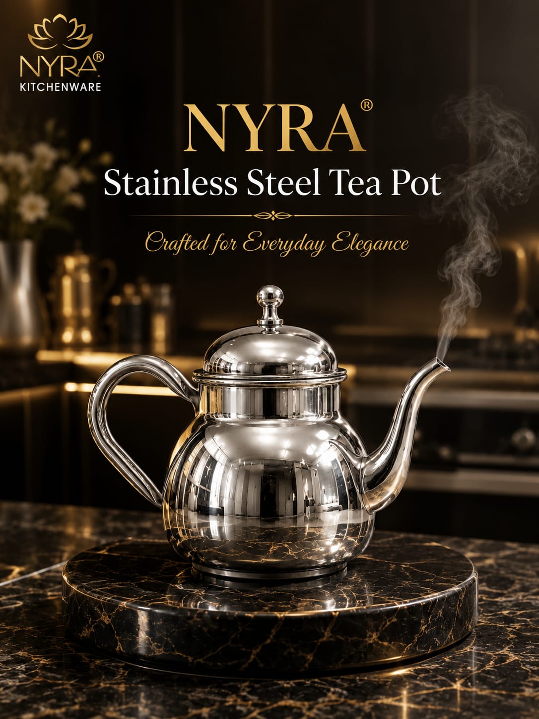 Stainless Steel Tea Pot/Tea or Coffee Kettle with Mirror Finish – Durable and Elegant Silver Tea Pot for Modern Kitchens
