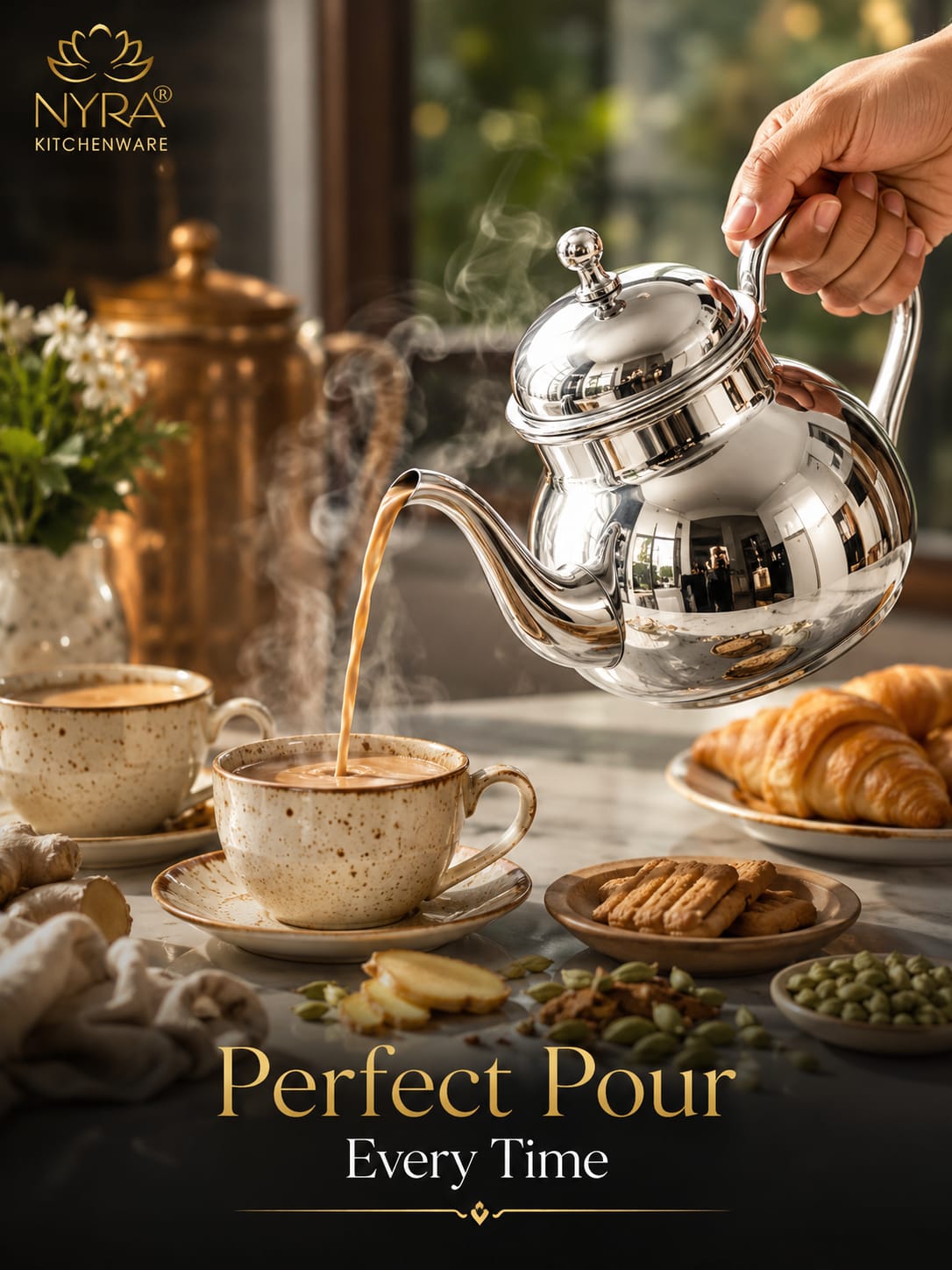 Stainless Steel Tea Pot/Tea or Coffee Kettle with Mirror Finish – Durable and Elegant Silver Tea Pot for Modern Kitchens