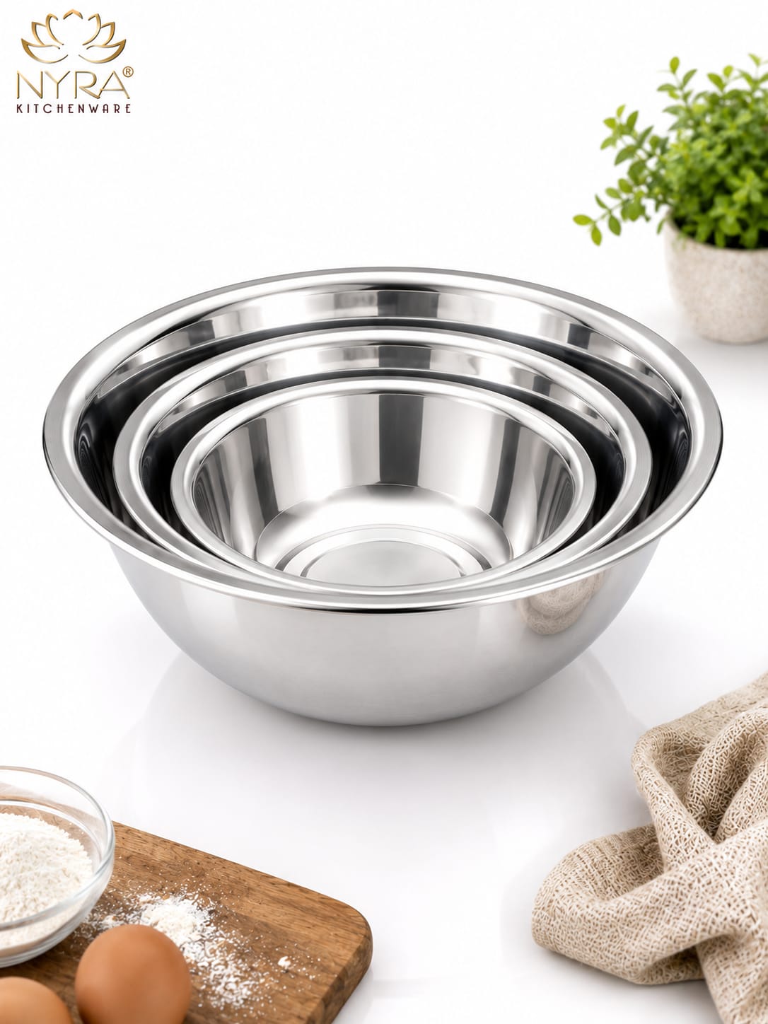 Stainless Steel Deep Mixing Bowl | Multipurpose Kitchen Prep