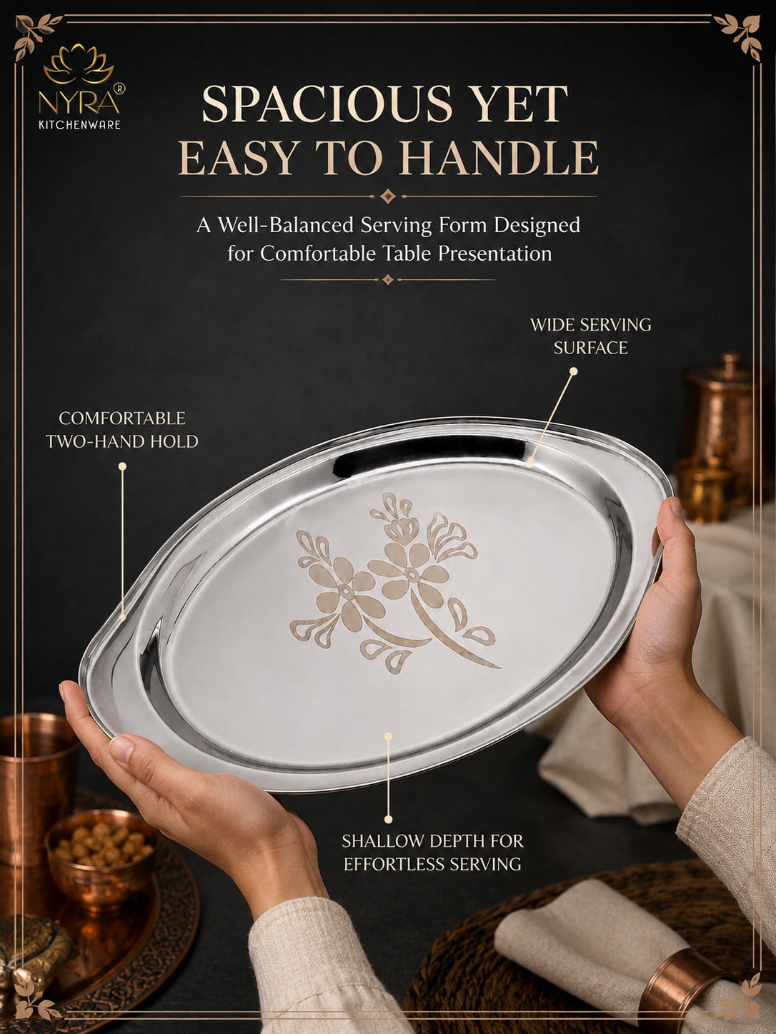 Stainless Steel Mango Shaped Serving Tray/Salver