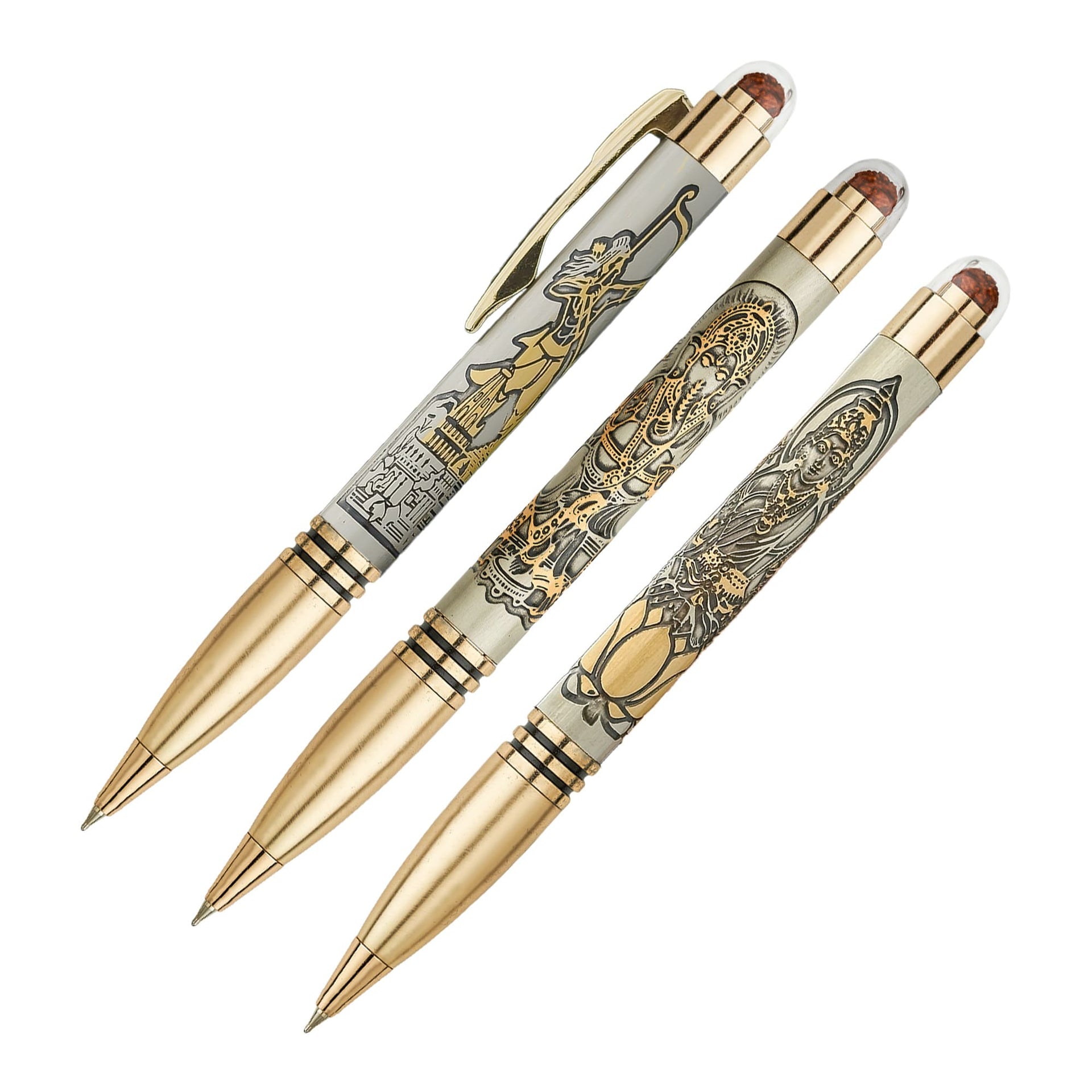 Laxmi Ji, Ram Ji & Ganesha Rudraksha Ball Pen Combo