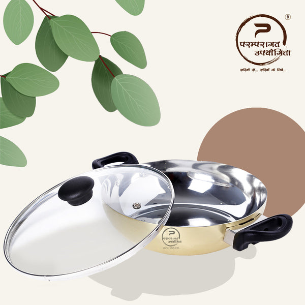 Paramparagat Upyogita Chaitanya Pressure Cooker 5 Ltr. + Flat Bottom Kadhai (Wok) 3.5 Ltr.