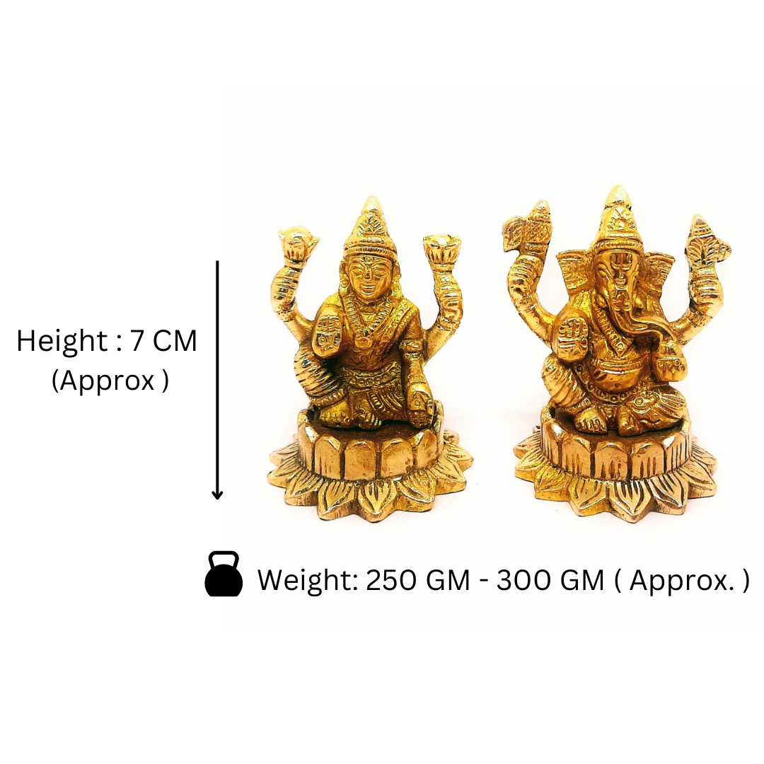 Dimensions of Sitting Lakshmi Ganesh Murti Peetal Statue