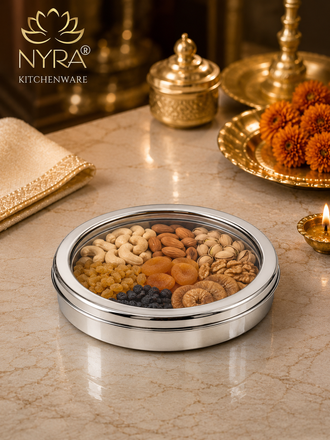 Stainless Steel Storage-Box with See Through Lid | Glossy Finish - Multipurpose Storage Container