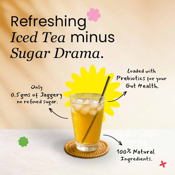 Nimbu Masala-Prebiotic Lemon Iced Green Tea with only 0.5gms Jaggery -20 sachets