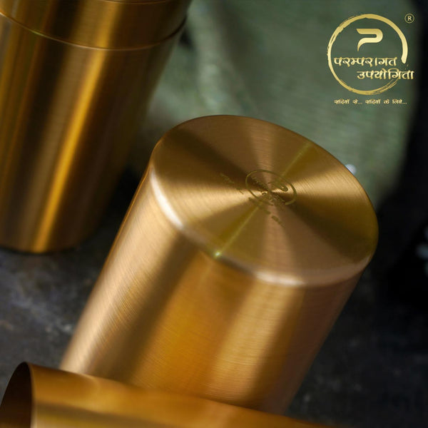 Paramparagat Upyogita Swarna Devyani Brass Glass Gift Set