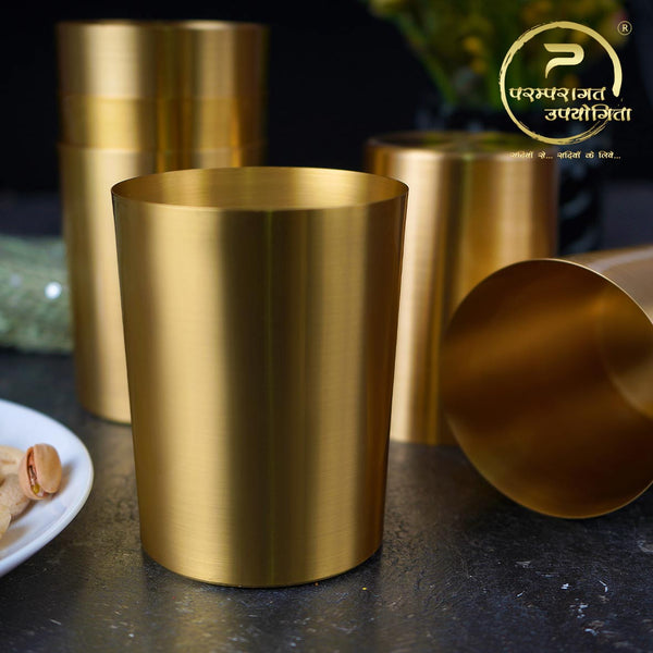 Paramparagat Upyogita Swarna Devyani Brass Glass Gift Set
