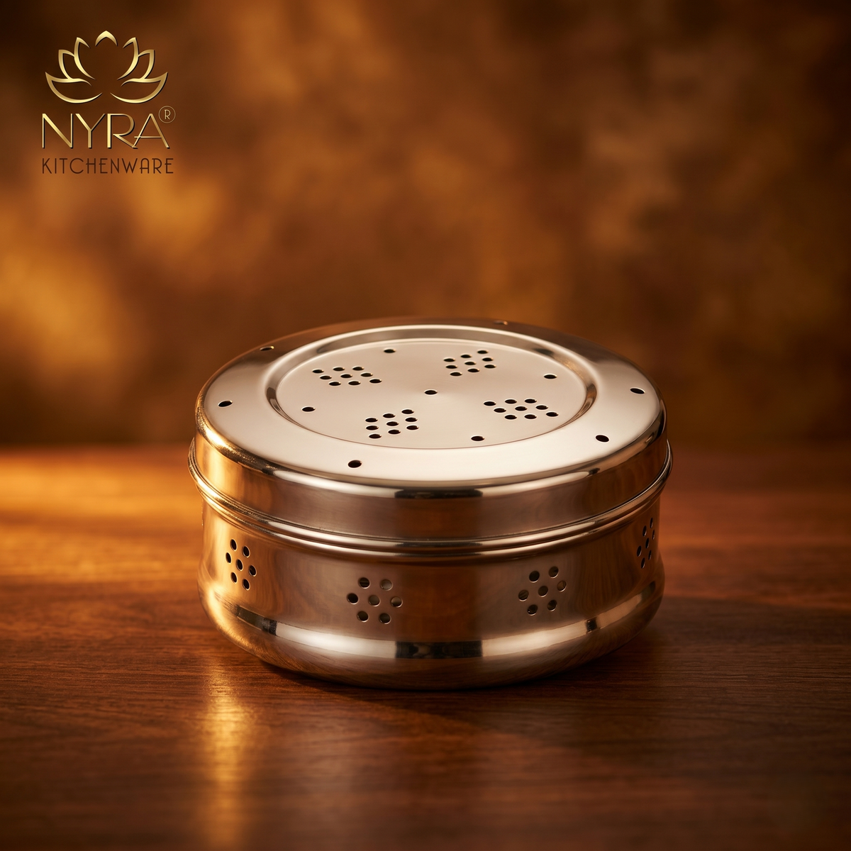 Stainless Steel Coriander Storage Box with Air Ventilation Holes | Dhaniya Dibba | Dibbi