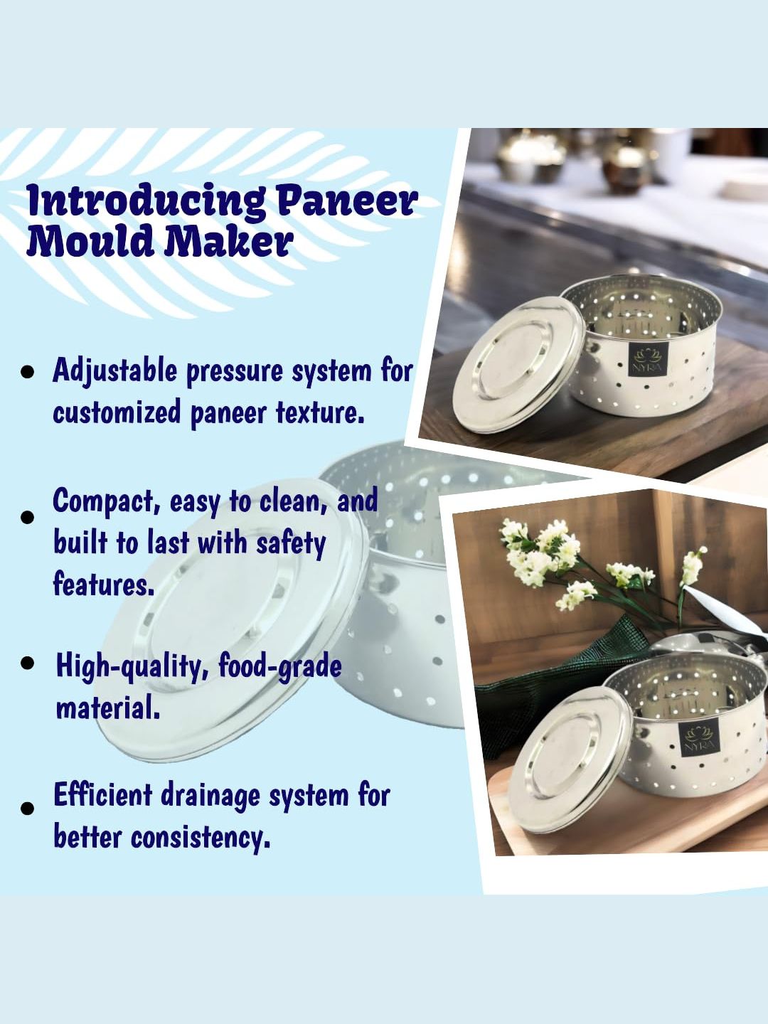 feature of Stainless Steel Round Cheese/Paneer Mould/Maker