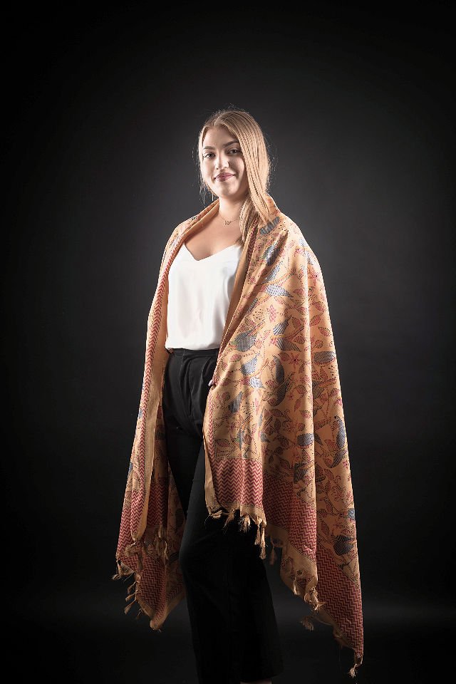 Esarfa matase indiana Tussar bej 