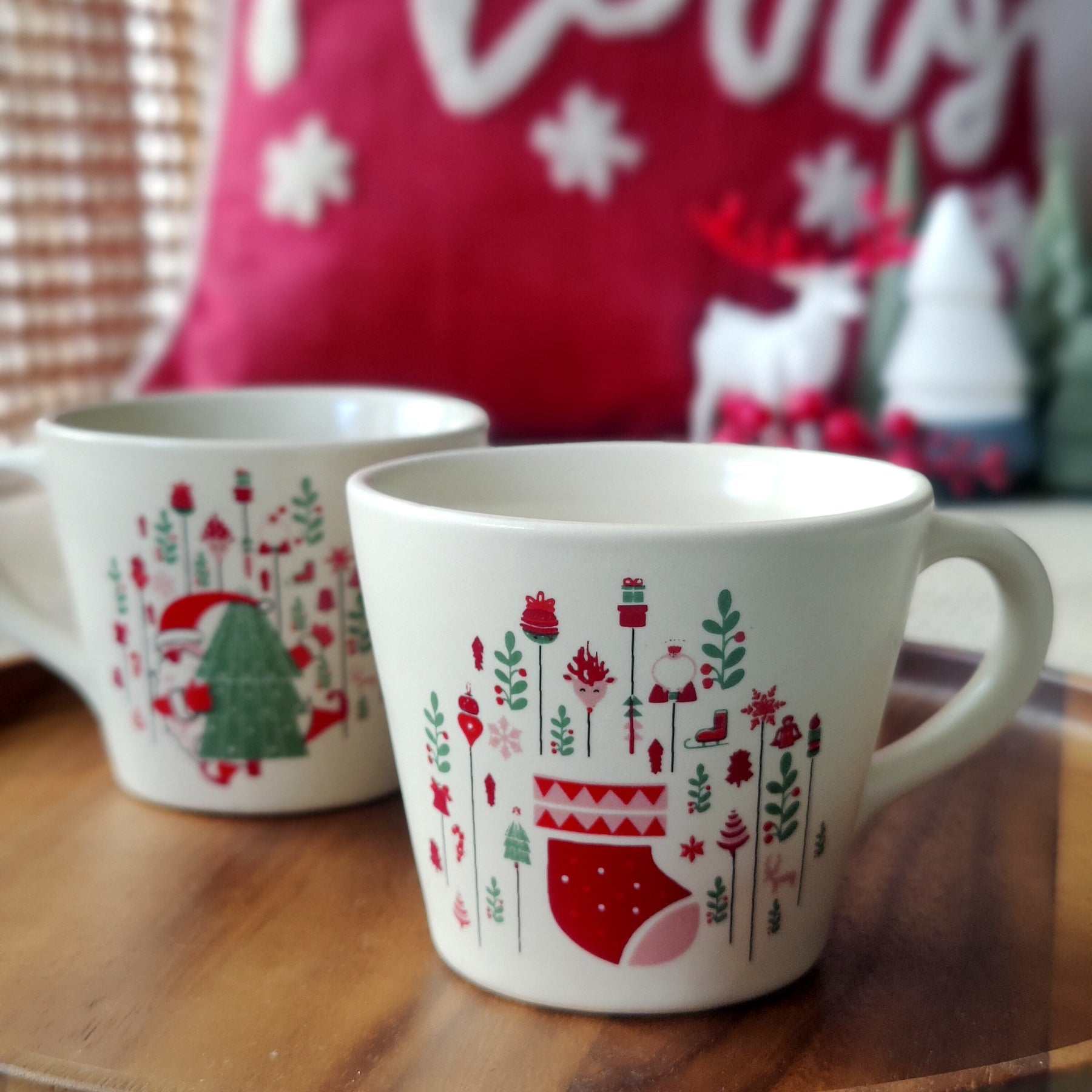 xmas happy santa mug - set of 2