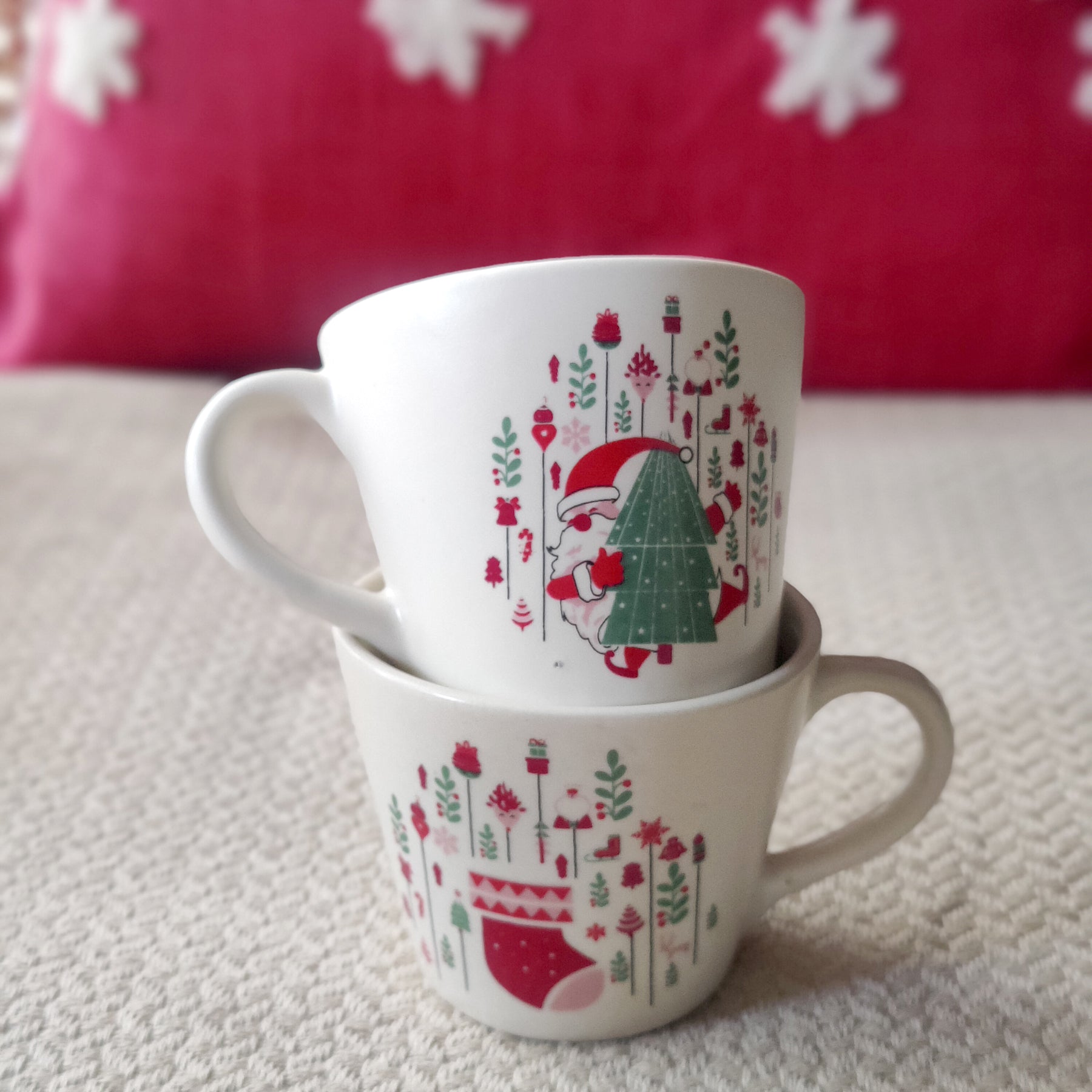xmas happy santa mug - set of 2