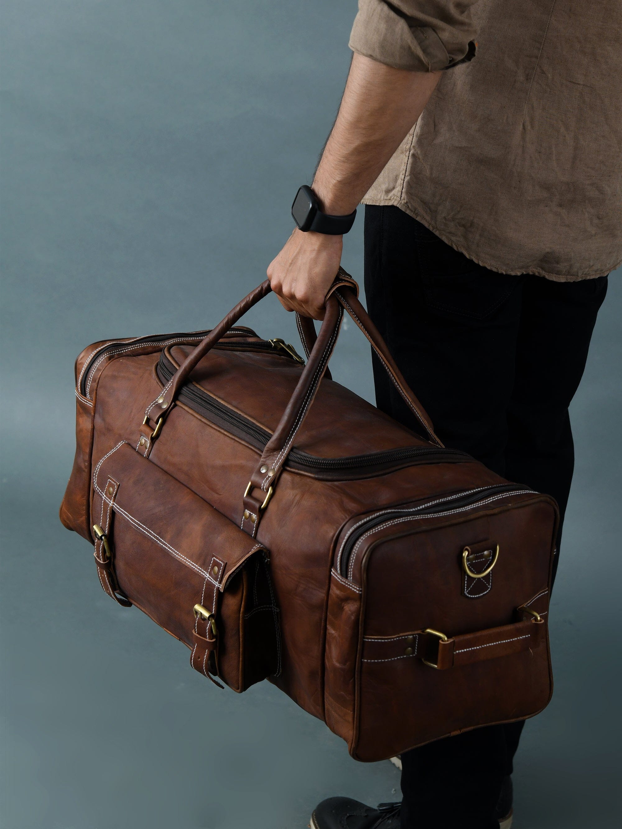 leather duffle bag
