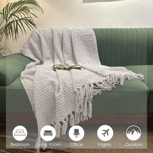 Light Lavender Knitted Sofa Throw