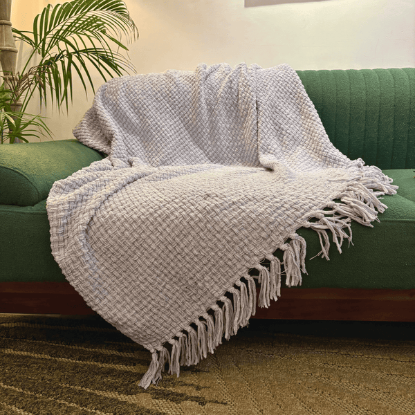 Light Lavender Knitted Sofa Throw