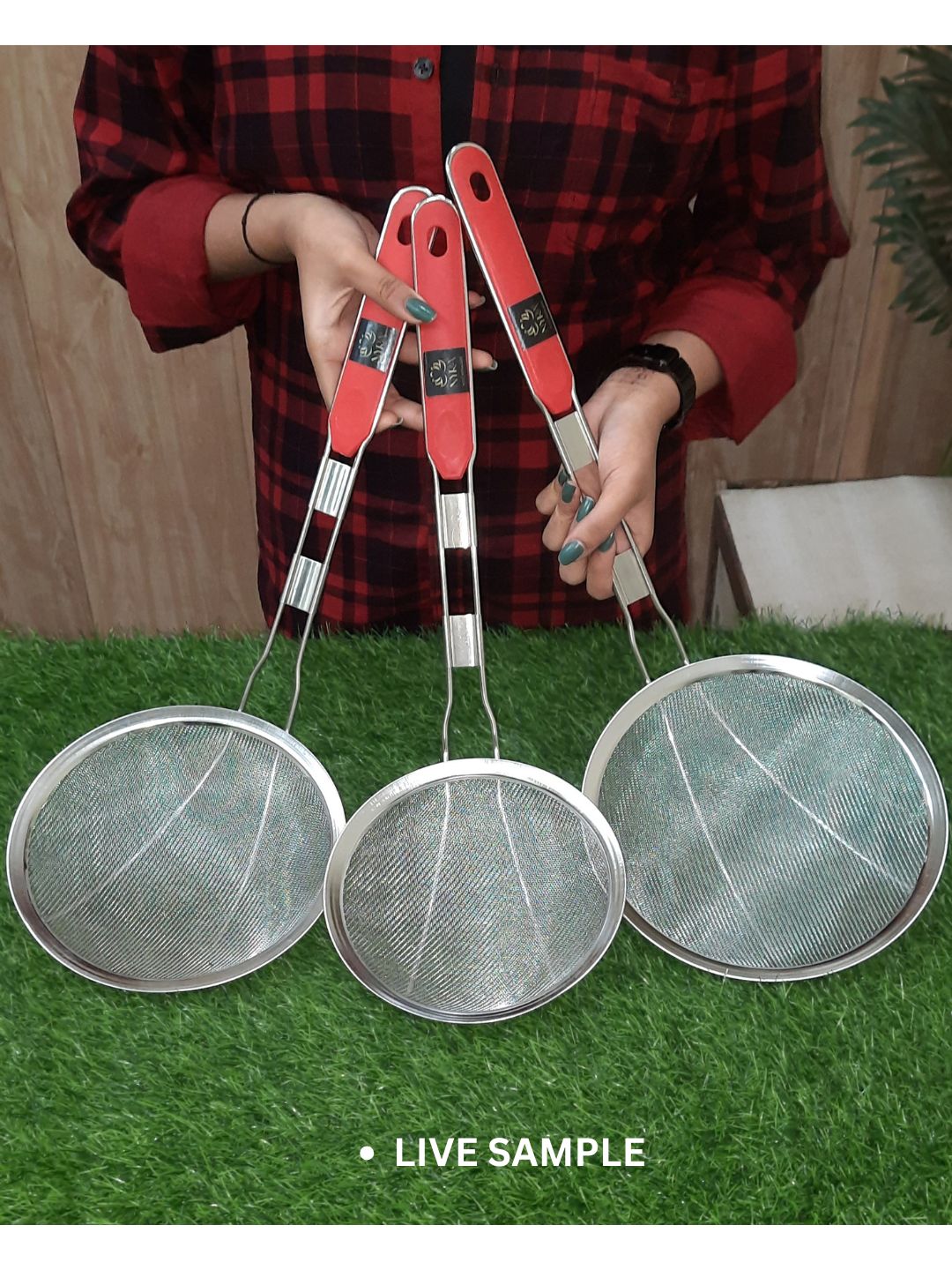 Stainless Steel Deep Fry Strainer with Plastic Handle