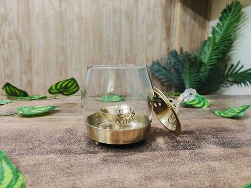 Brass Traditional Diya Stand with Clear Fiberglass Cover