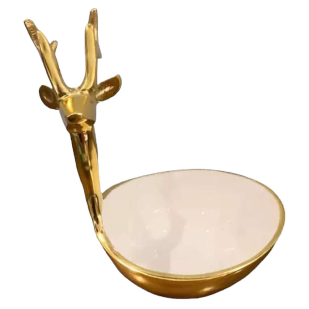 Multipurpose Golden Metallic Holiday Decorative Deer Bowl 8 inch Tall (Golden)