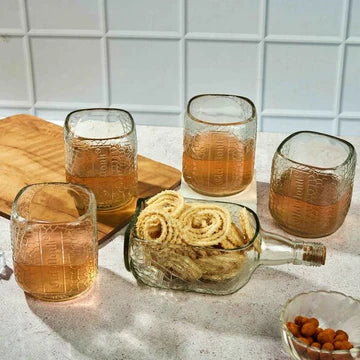 Old Monk Platter + 4 Medium Glass Set – Serve with Legacy, Live Sustainably