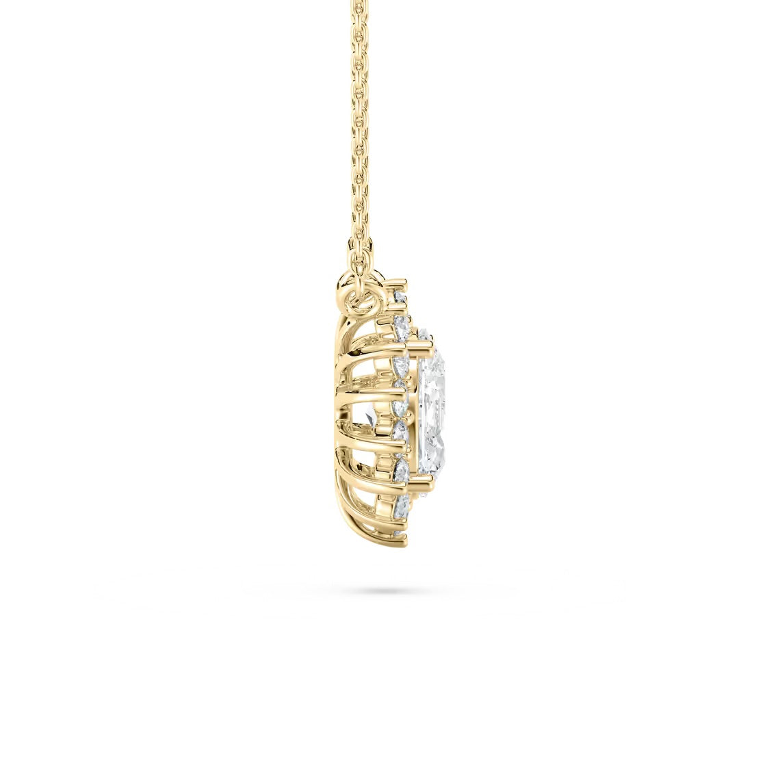 Oval Star Halo Pendant With Chain