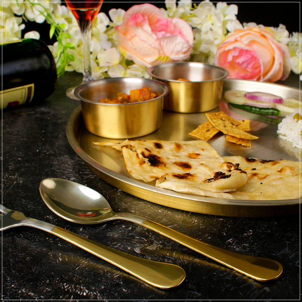 Paramparagat Upyogita Devam Maharani Brass 11' Dinner Set with Tin Coating (Kalai)